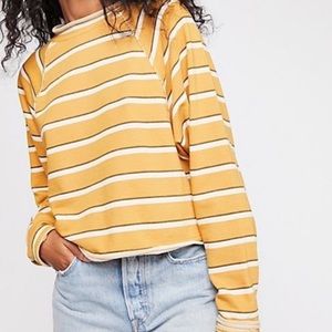 Free People mock neck striped top